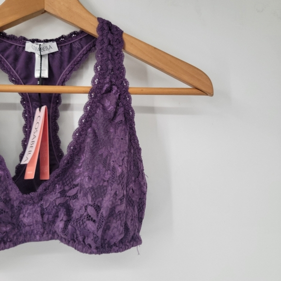 Cosabella Never Say Never Racerback Bralette Size Medium Zaadi Purple Lace - Picture 4 of 12